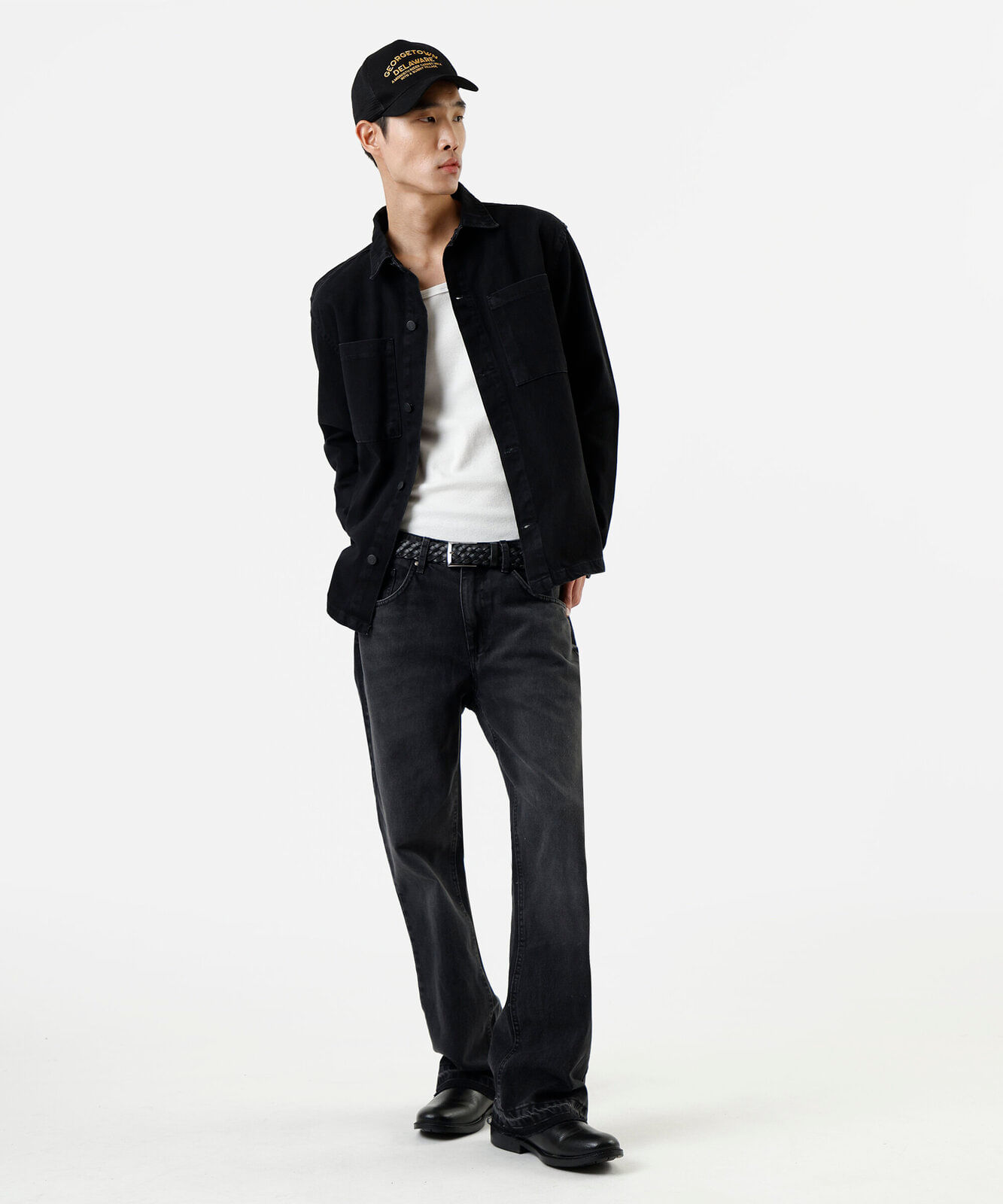 camisa oversized masculina jeans manga longa preta