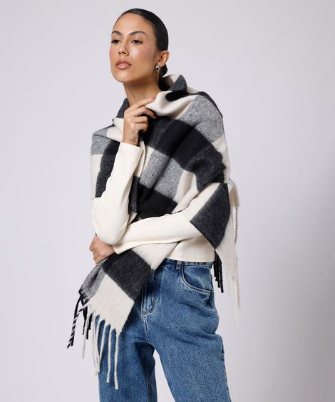 cachecol com franjas xadrez mindset colorido