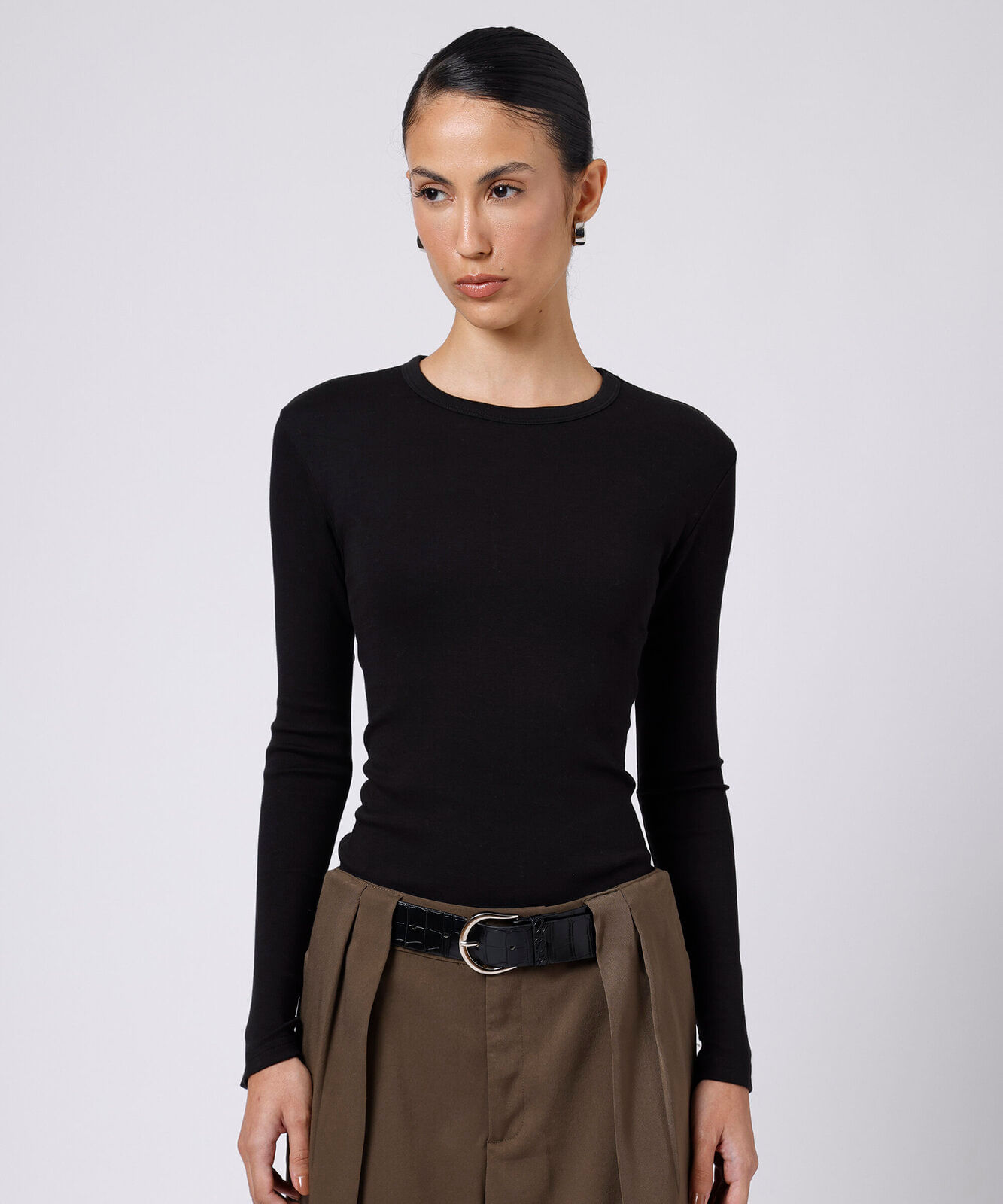 blusa feminina de algodão peruano manga longa mindset preta