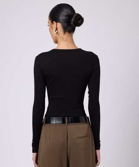 blusa feminina de algodão peruano manga longa mindset preta