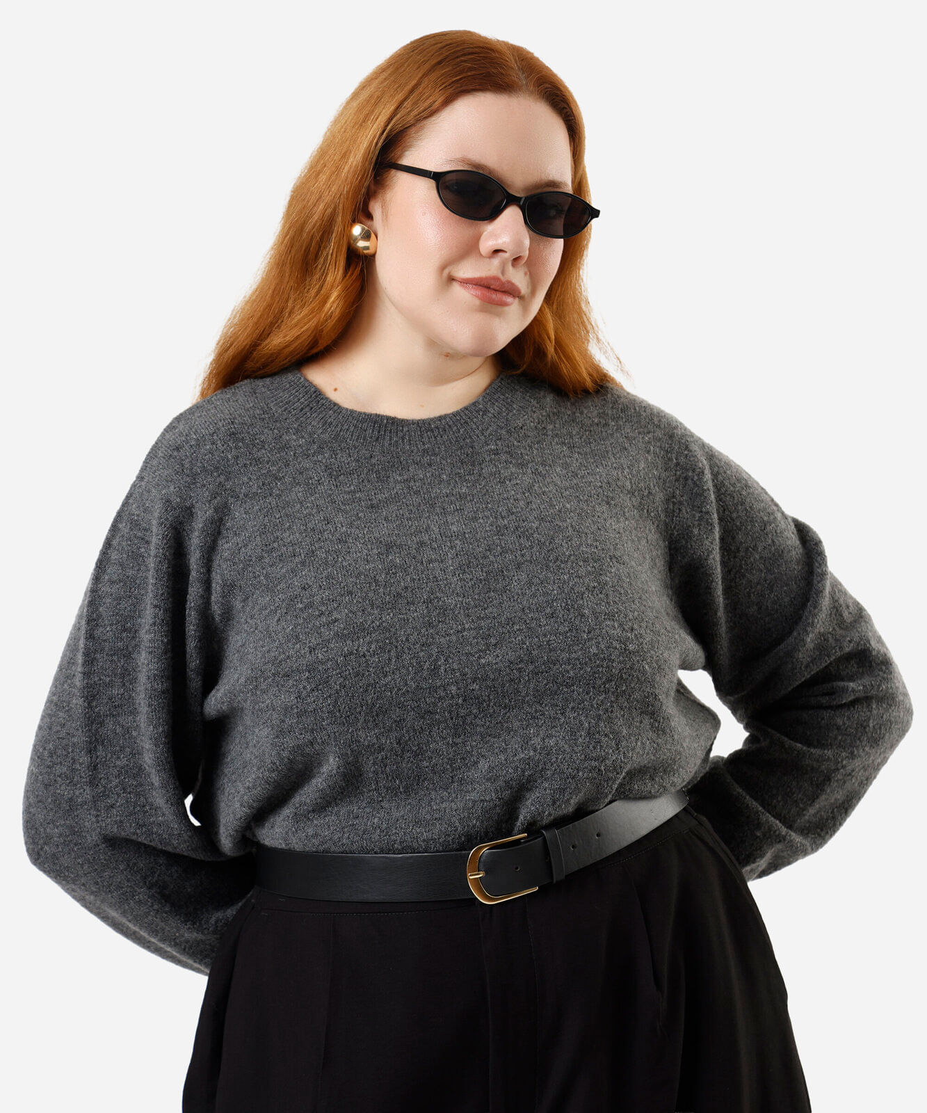 suéter feminino de tricot plus size cinza