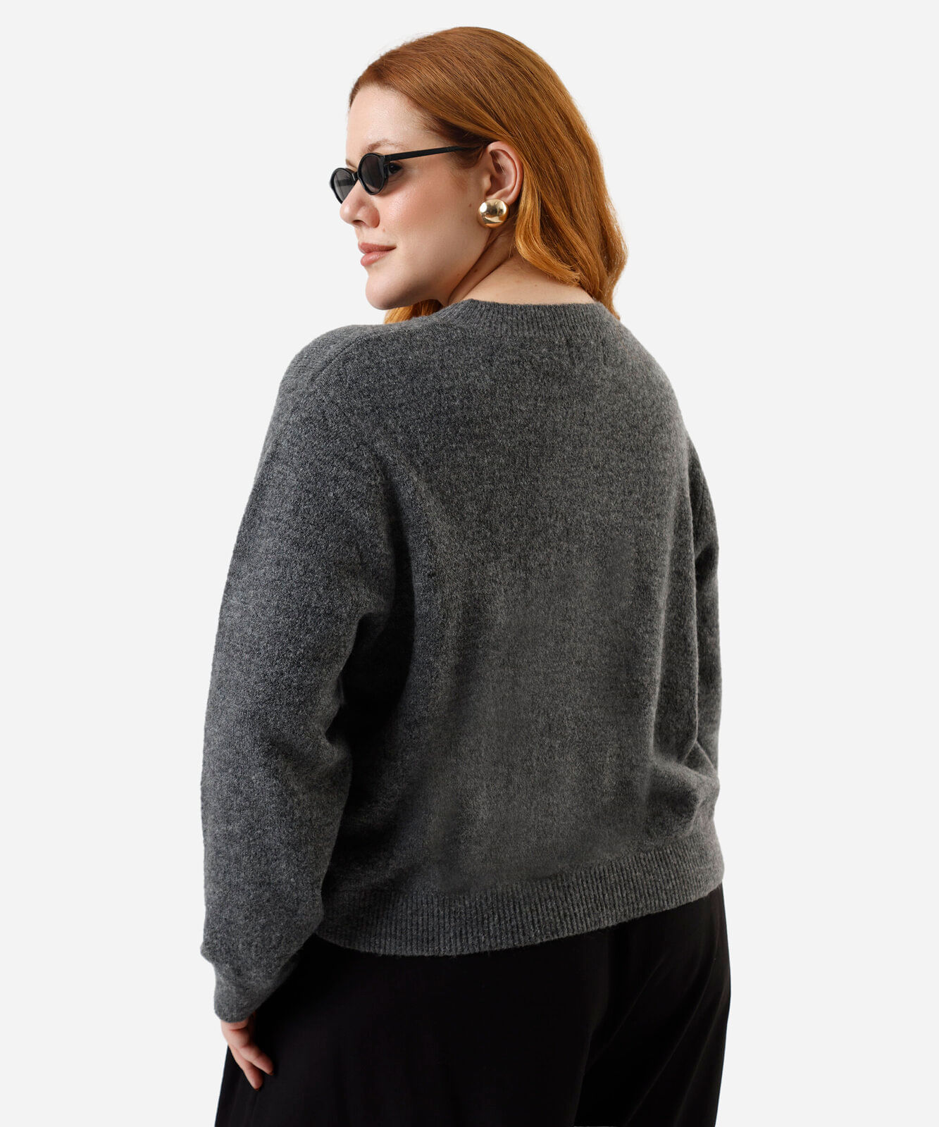 suéter feminino de tricot plus size cinza