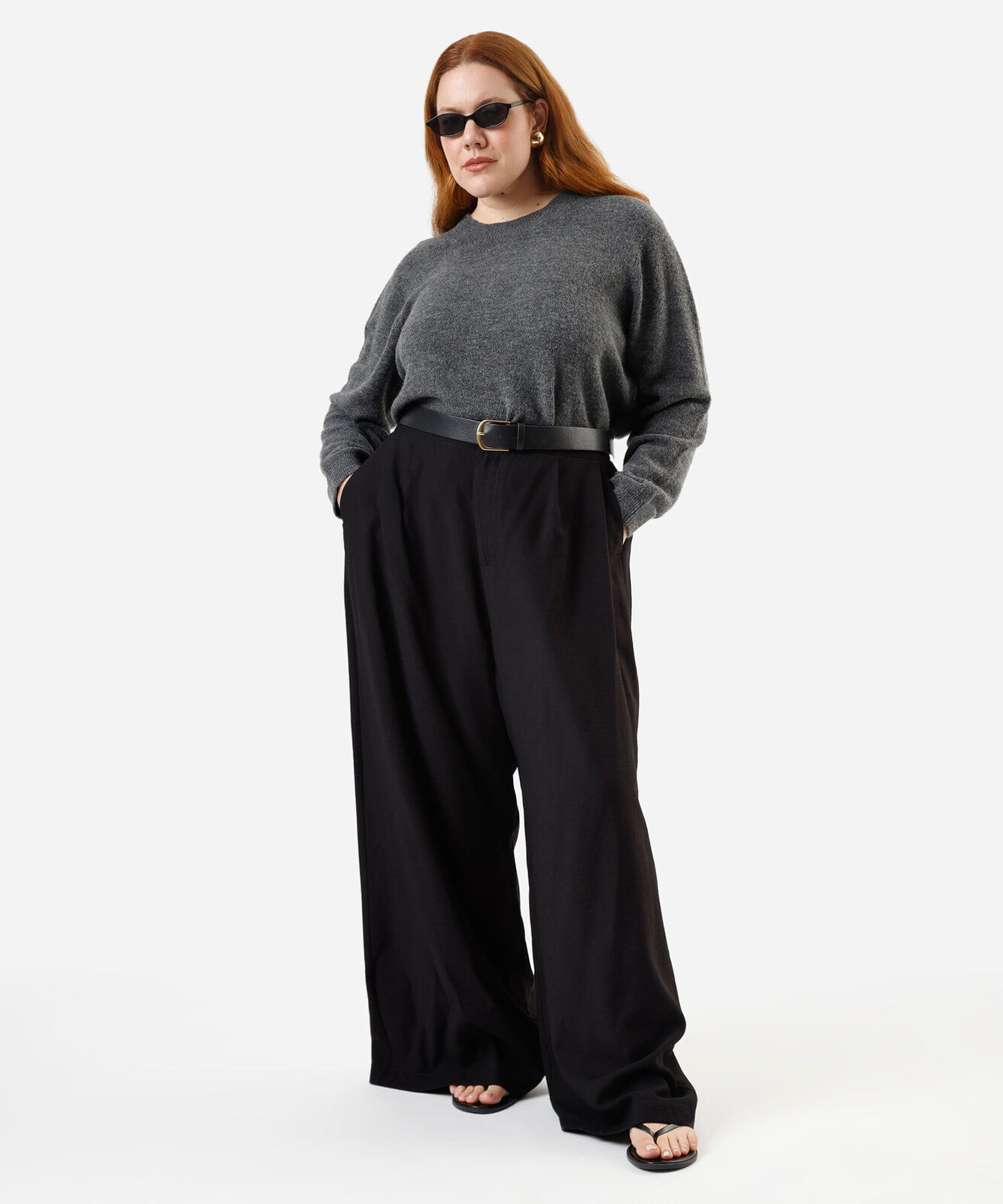 suéter feminino de tricot plus size cinza
