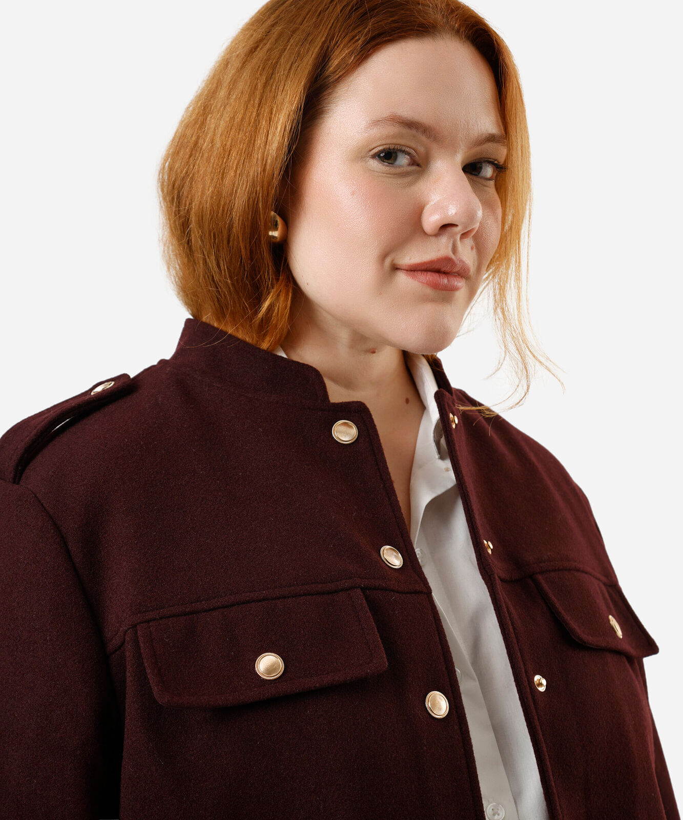 casaco feminino texturizado plus size vinho