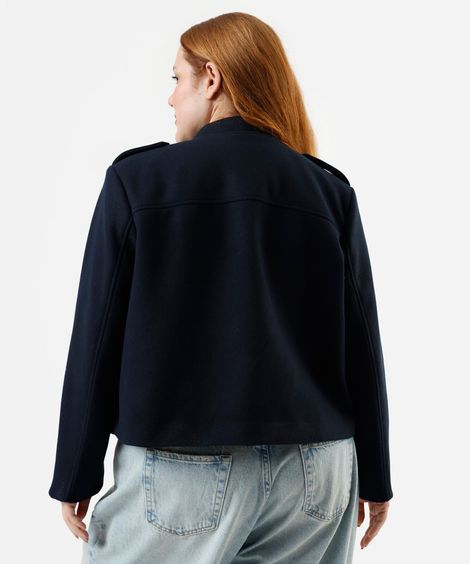 casaco feminino texturizado plus size azul