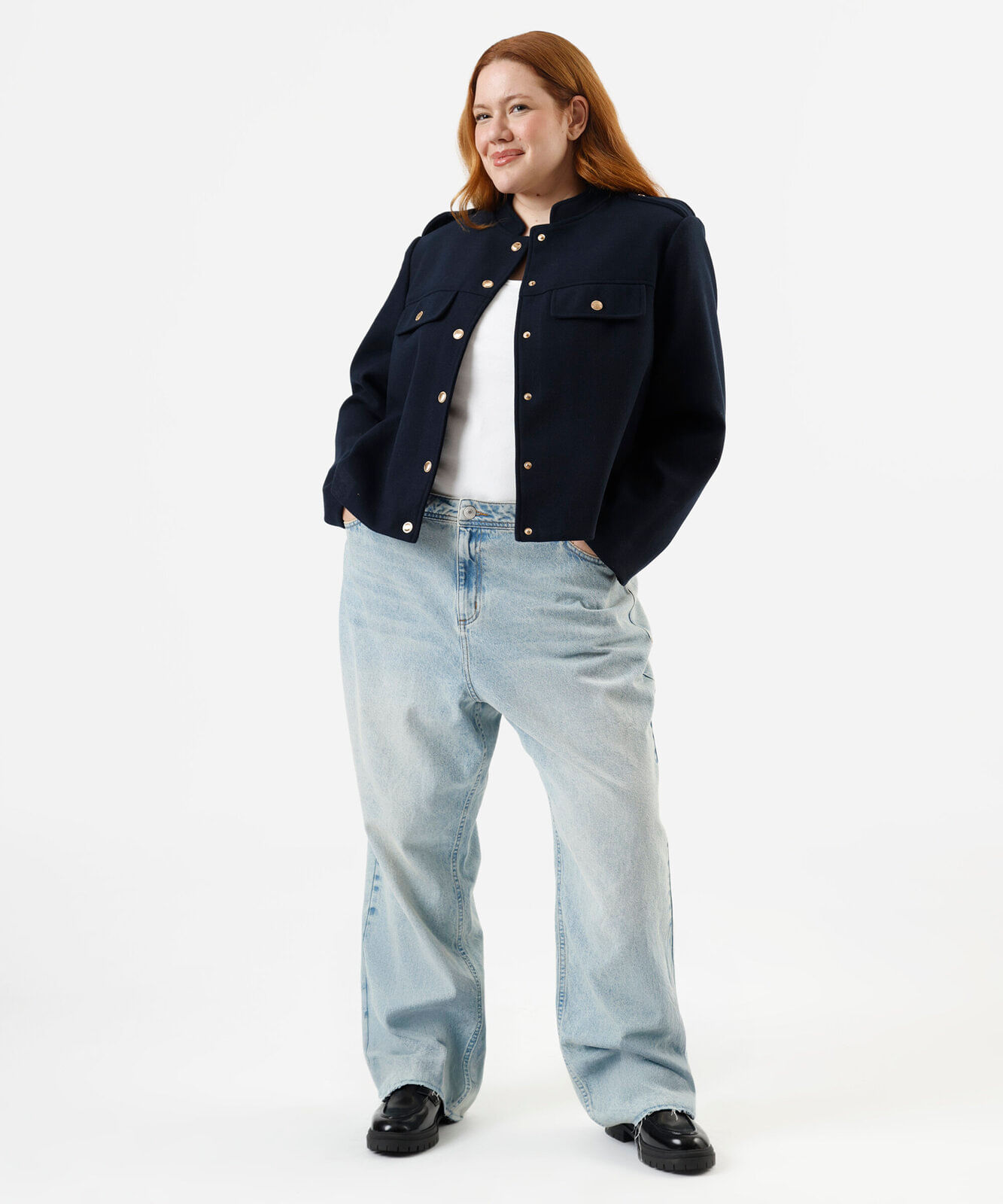 casaco feminino texturizado plus size azul
