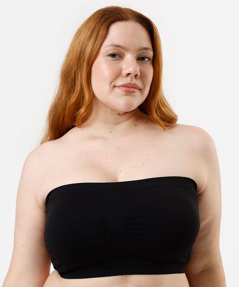 sutiã faixa feminino com bojo removível plus size preto