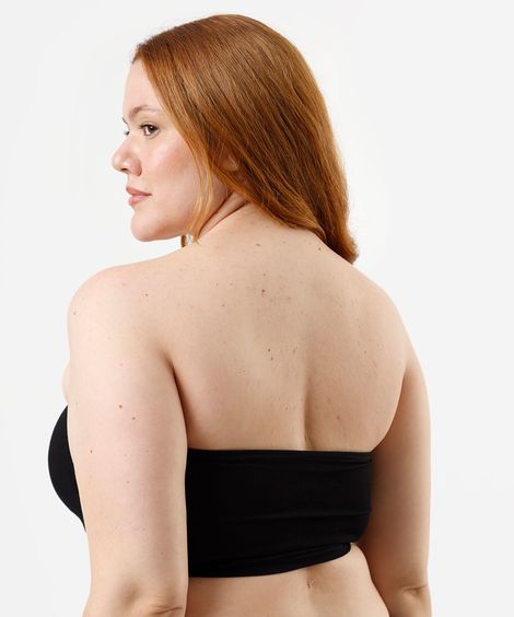 sutiã faixa feminino com bojo removível plus size preto