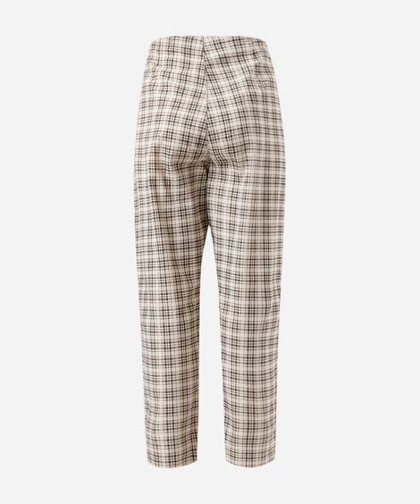 calça feminina de sarja com pregas xadrez mindset plus size colorida