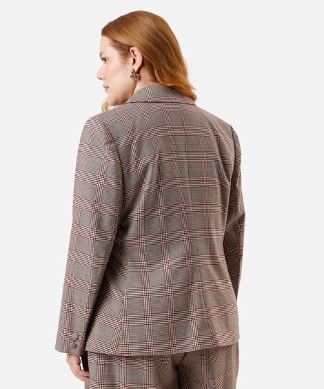 blazer de alfaiataria feminino xadrez plus size vinho