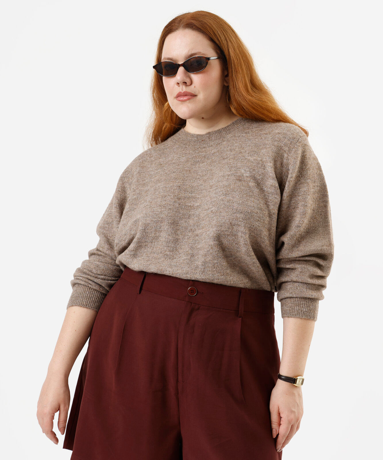 suéter feminino de tricot plus size marrom