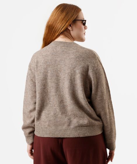 suéter feminino de tricot plus size marrom