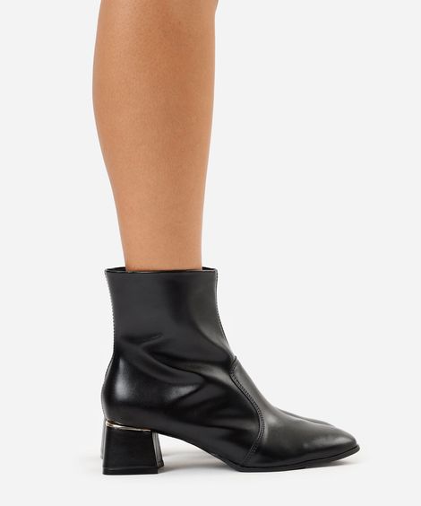 bota cano curto bico fino salto grosso preta