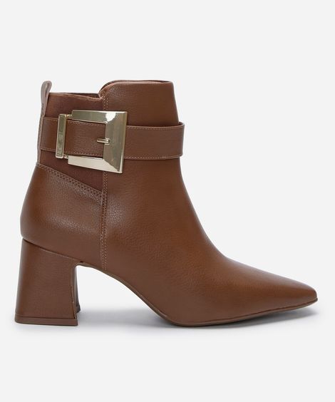 bota cano curto bico fino com fivela beira rio marrom