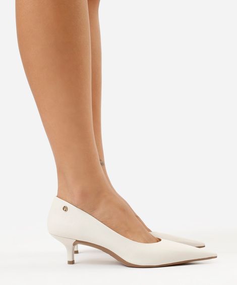 scarpin bico fino salto baixo via uno off white