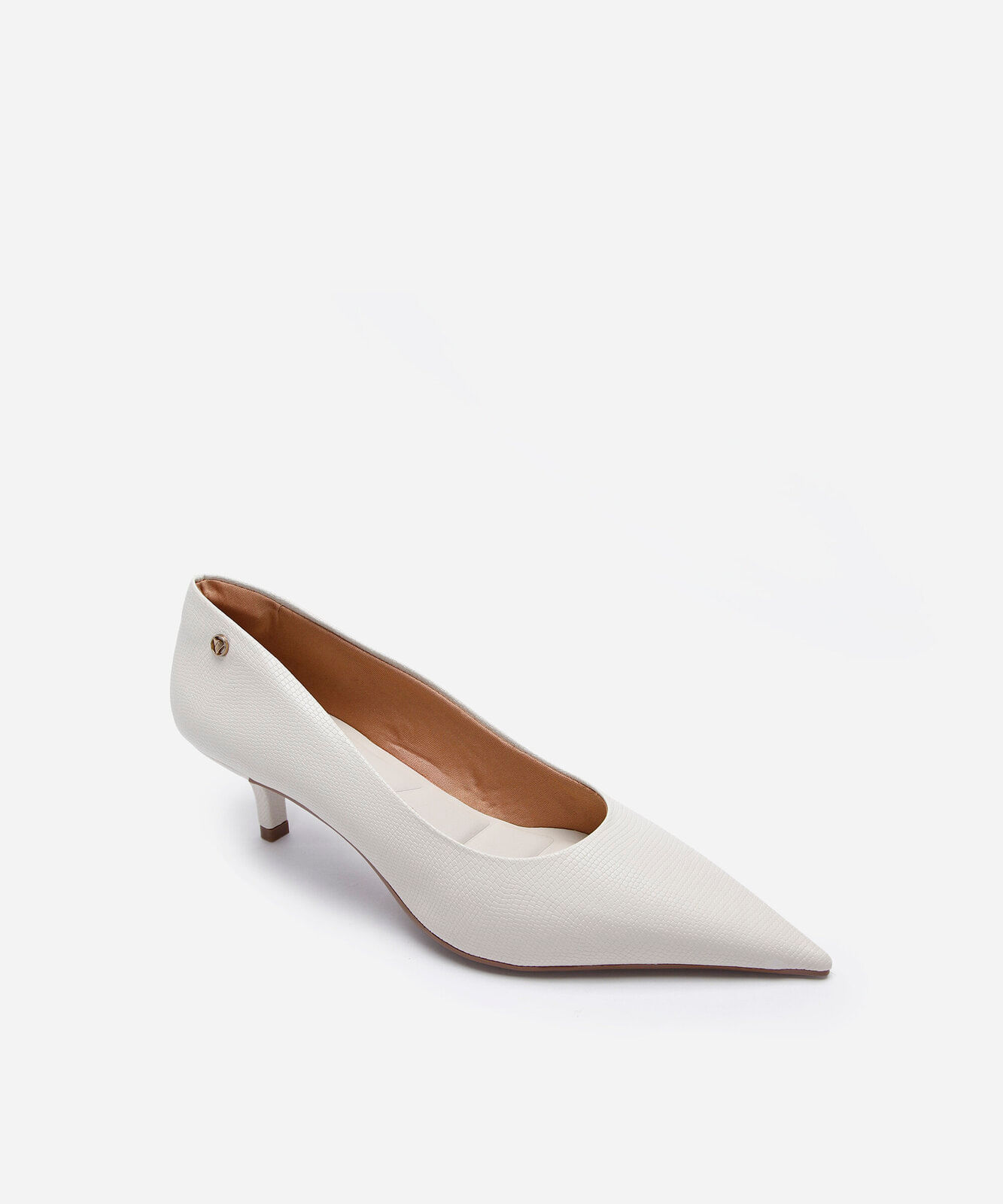scarpin bico fino salto baixo via uno off white