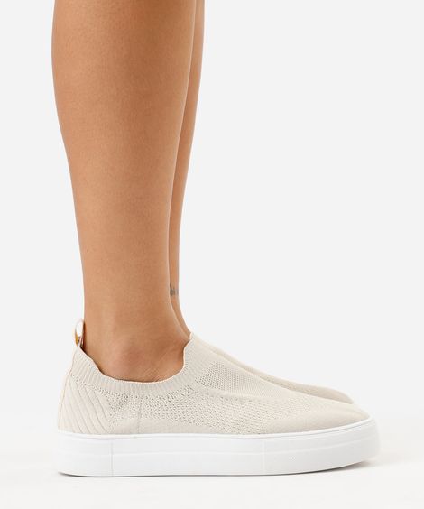 tênis knit casual off white
