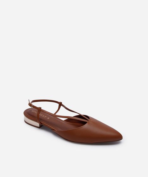 sapatilha bico fino salto baixo marrom