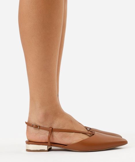 sapatilha bico fino salto baixo marrom