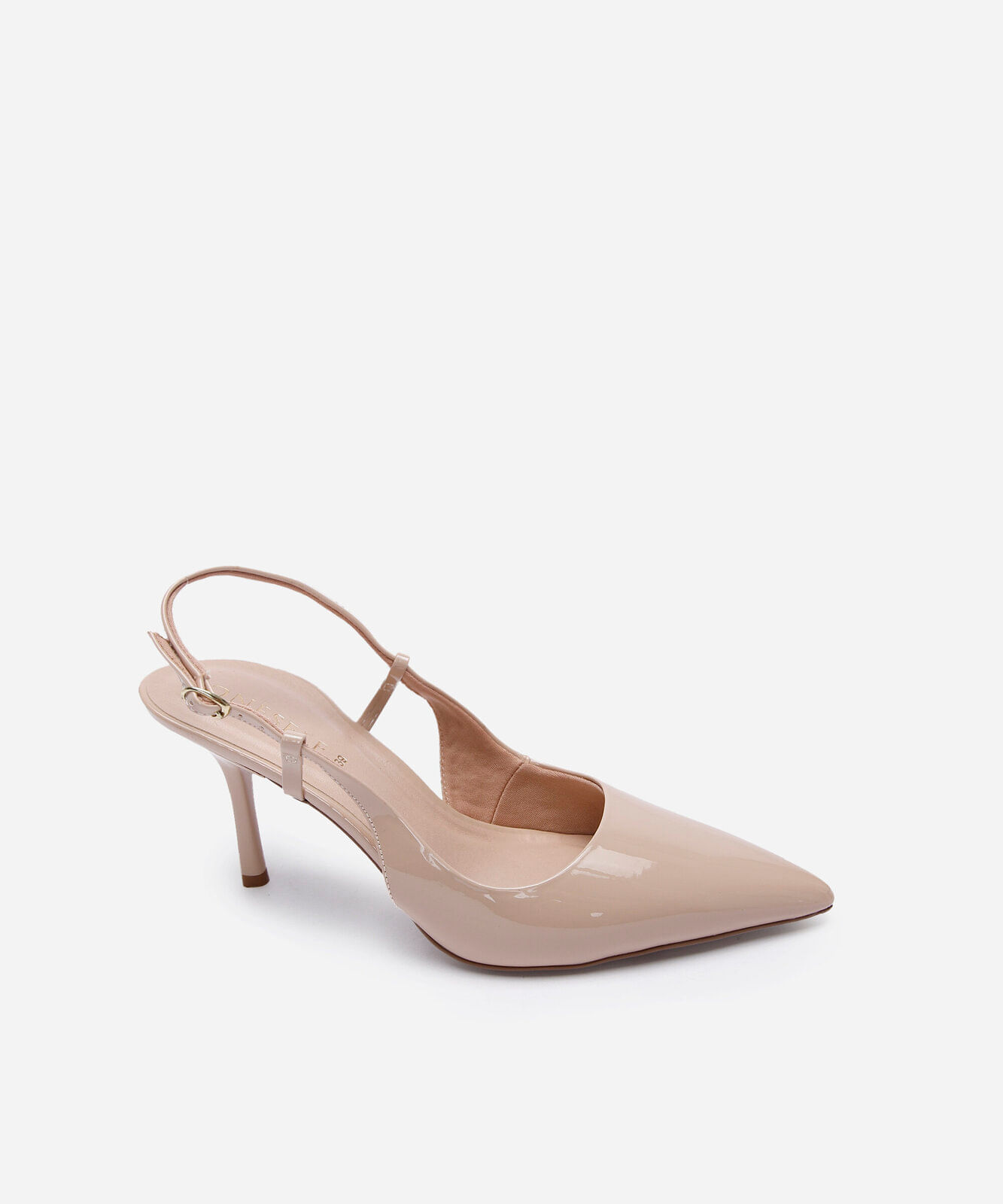 scarpin slingback bico fino salto alto bege