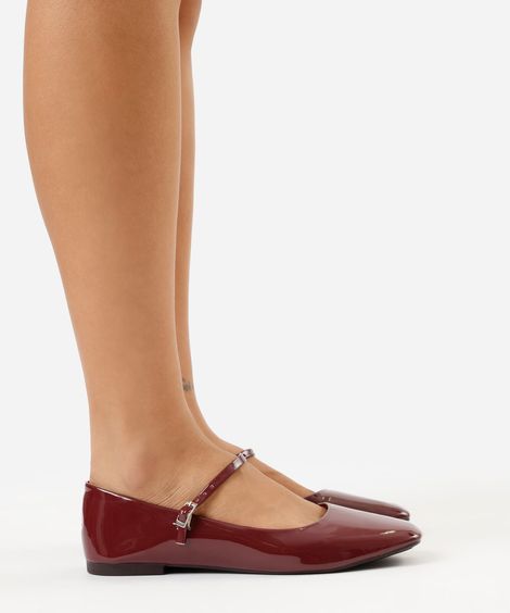 sapatilha boneca com fivela vinho