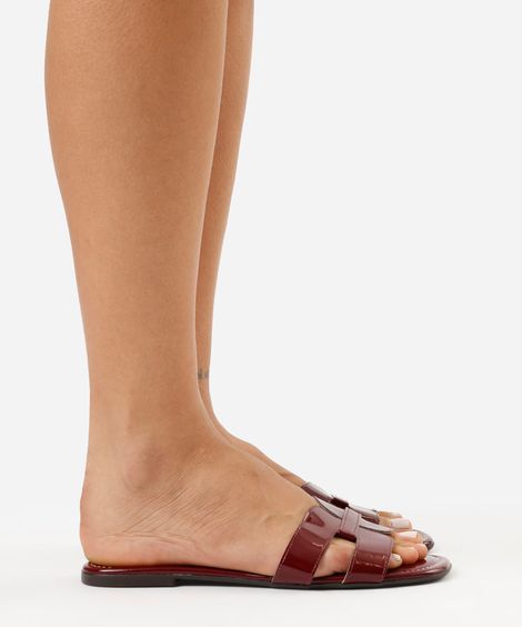 rasteirinha feminina com recorte vinho