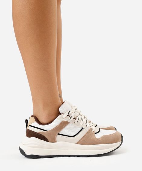 tênis casual com recortes ace marrom