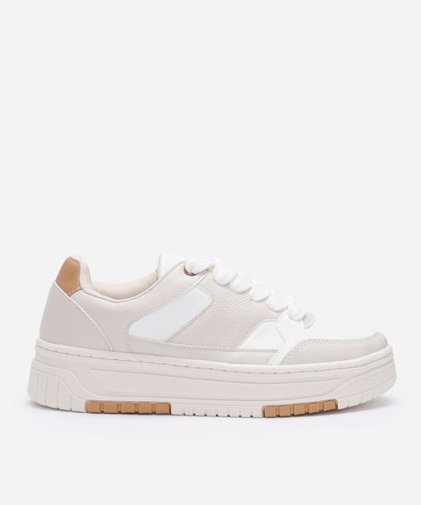 tênis casual flatform com recortes ace bege