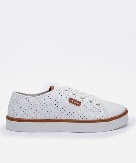 tênis cano baixo com micro furos moleca branco