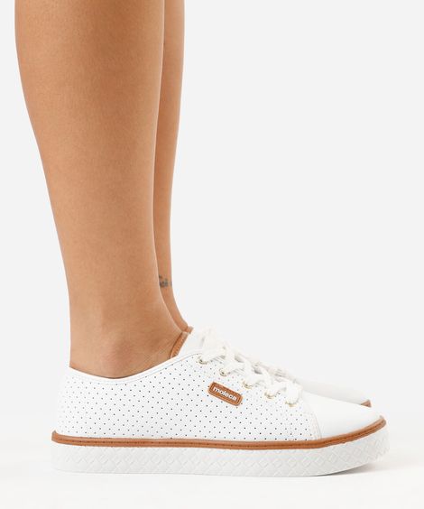 tênis cano baixo com micro furos moleca branco
