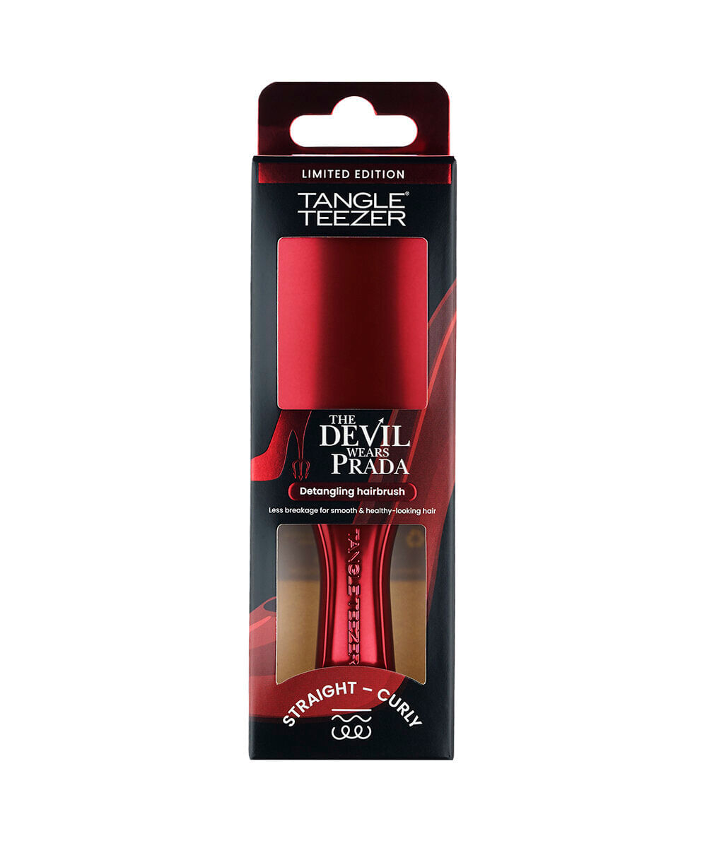mini escova de cabelo tangle teezer desembaraçadora o diabo veste prada 2 vermelha