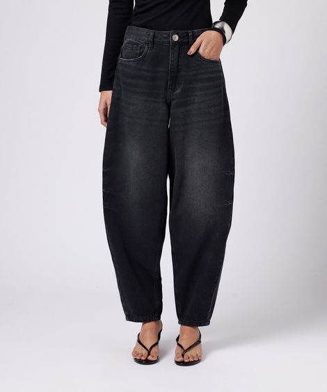 calça balloon feminina jeans mindset preta