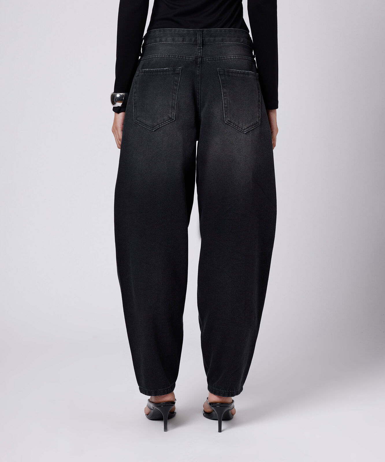 calça balloon feminina jeans mindset preta