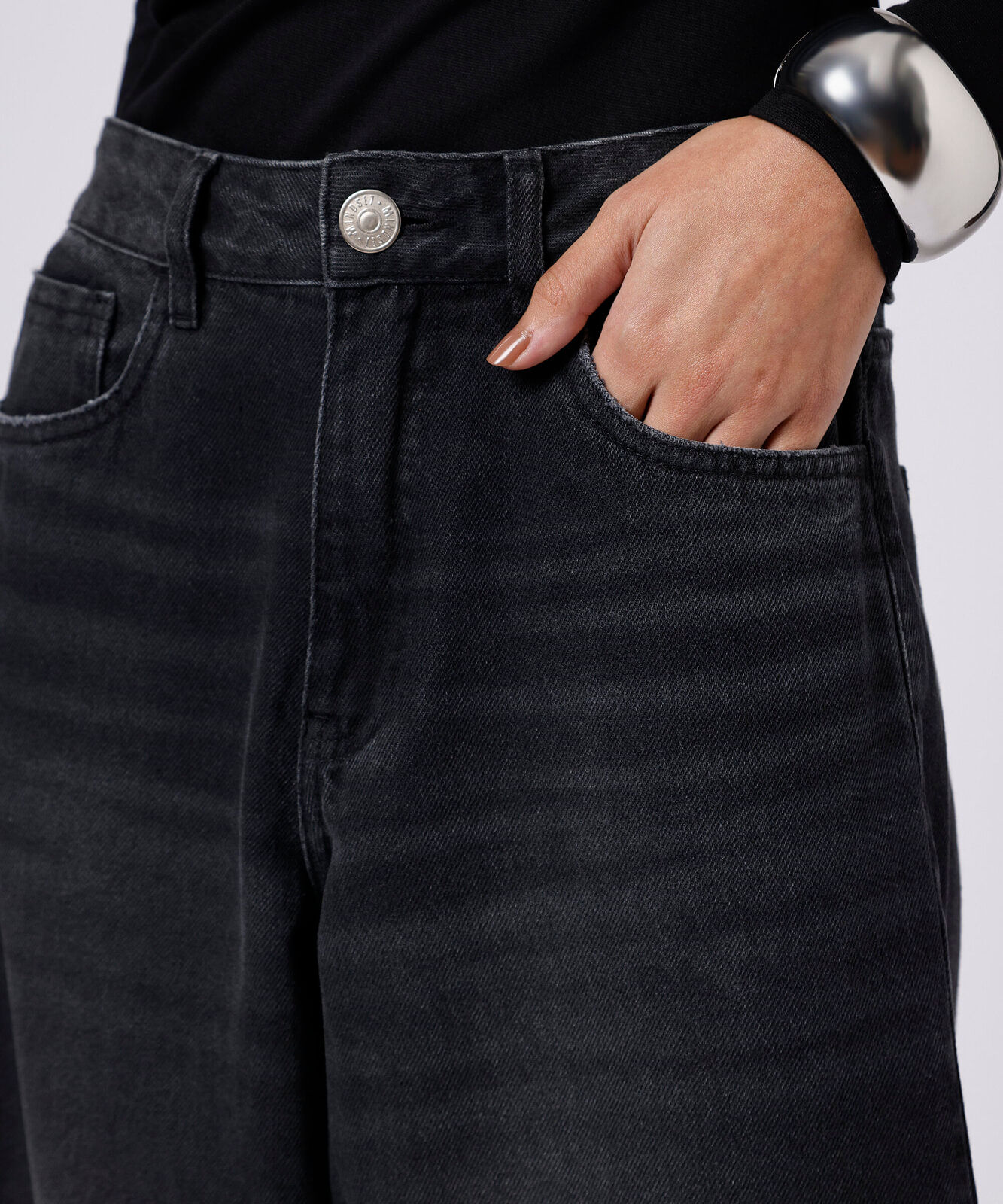 calça balloon feminina jeans mindset preta