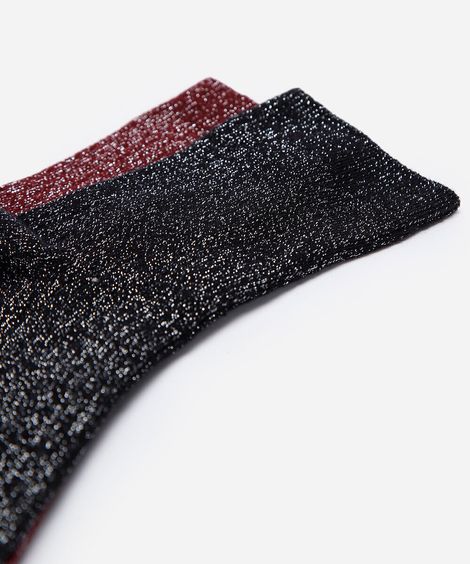 kit de 2 meias cano alto com lurex colorido