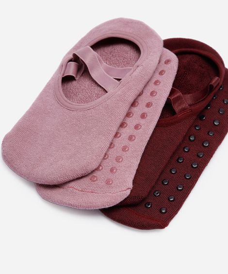 kit de 2 meias sapatilha antiderrapante colorido