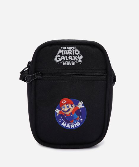 bolsa shoulder infantil mario bros - preto