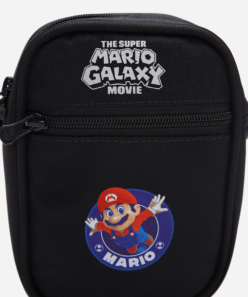 bolsa shoulder infantil mario bros - preto