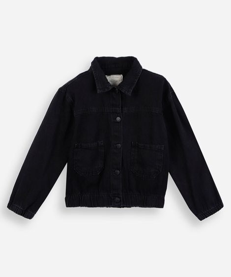 jaqueta bomber infantil jeans preta