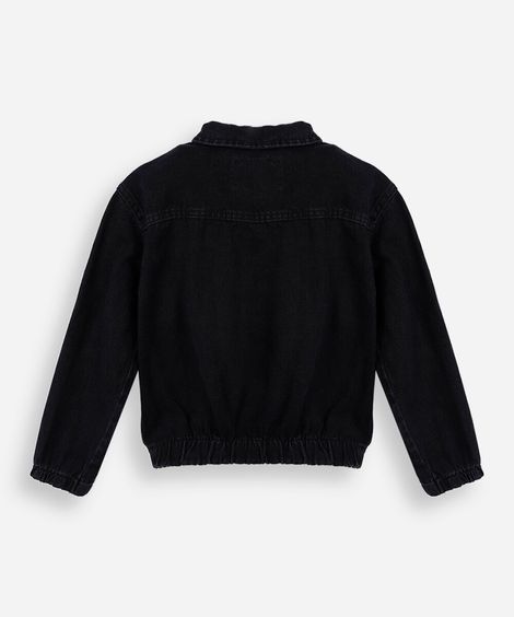 jaqueta bomber infantil jeans preta