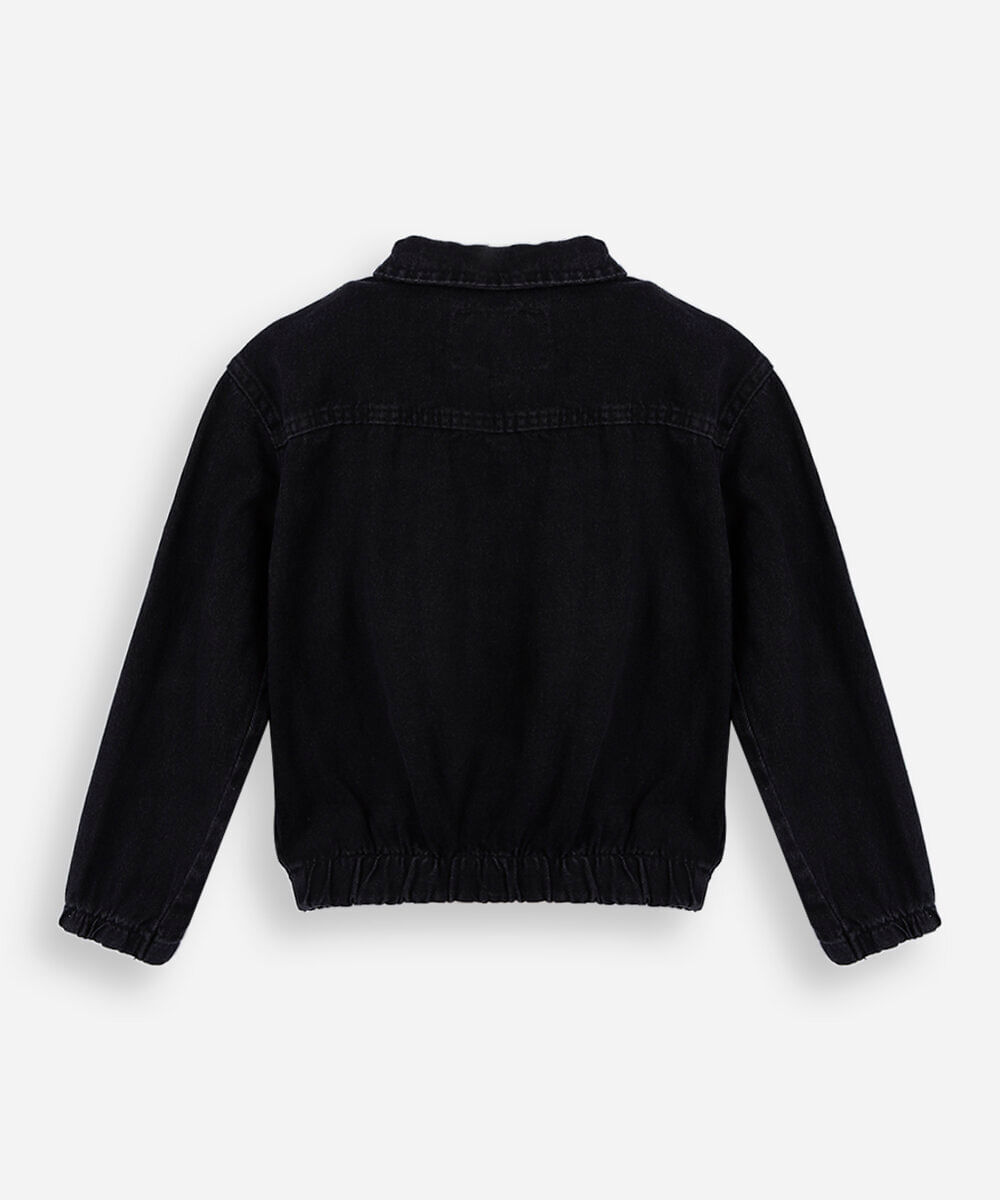 jaqueta bomber infantil jeans preta