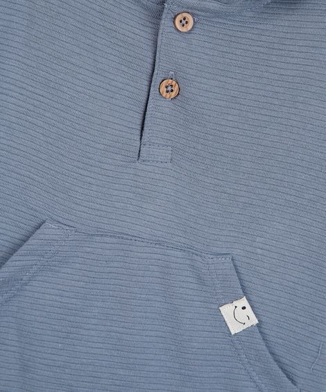 conjunto curto infantil com capuz listrado azul