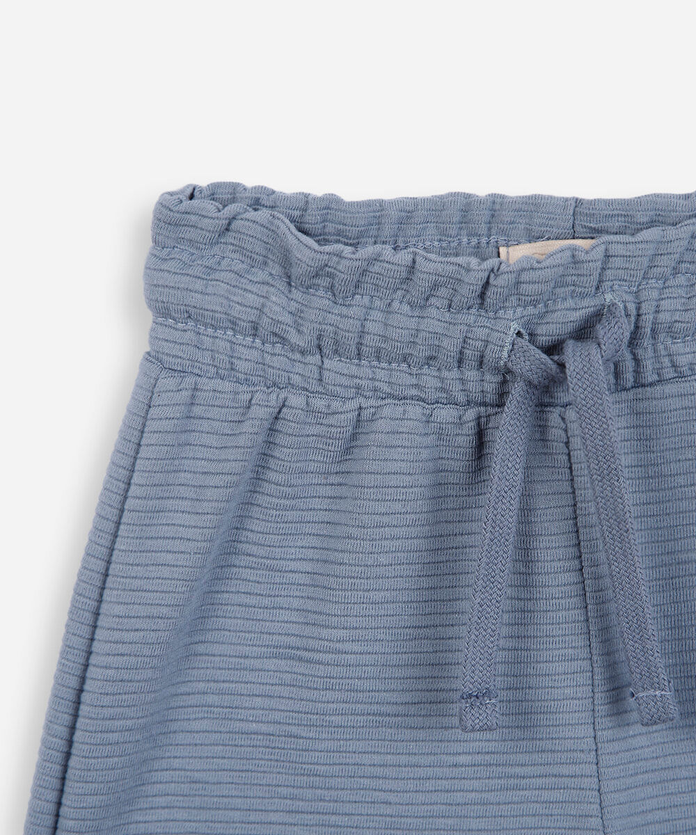 conjunto curto infantil com capuz listrado azul