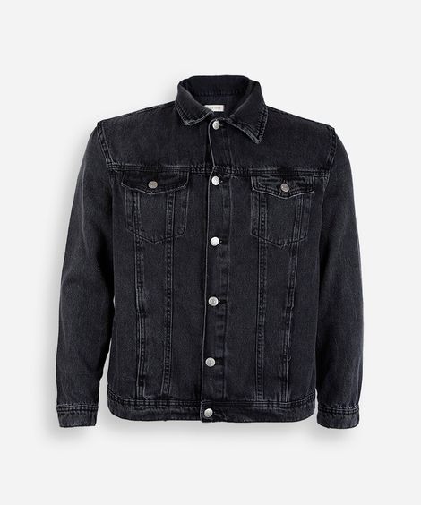 jaqueta juvenil jeans preta