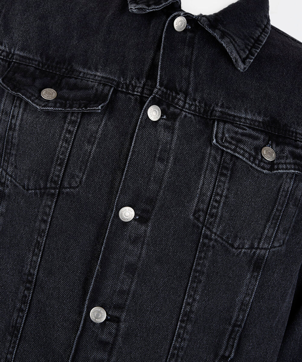 jaqueta juvenil jeans preta