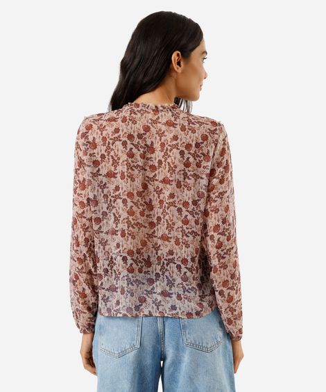 bata feminina com babados floral colorida
