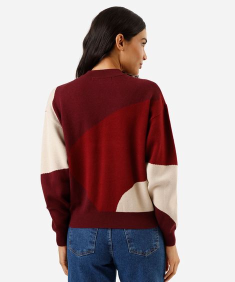 suéter feminino de tricot gola alta vinho