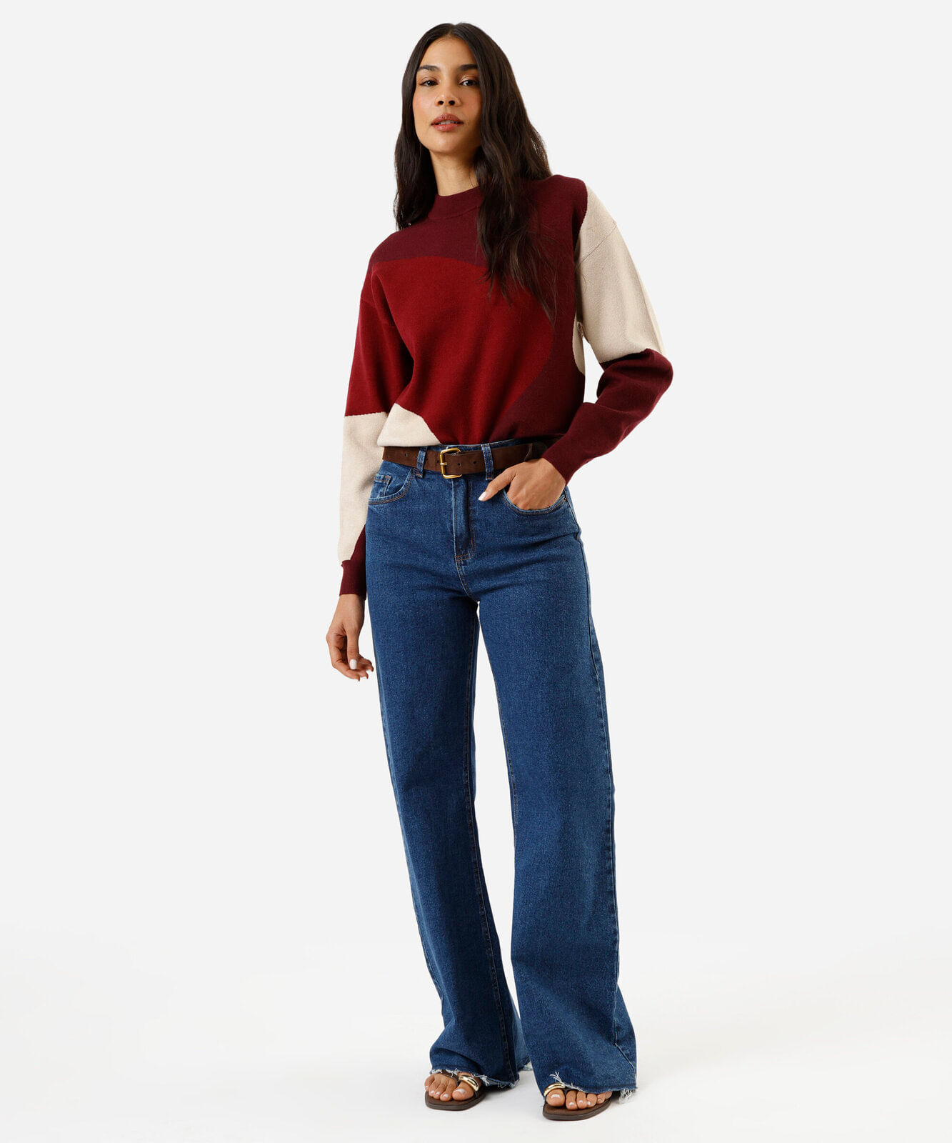 suéter feminino de tricot gola alta vinho