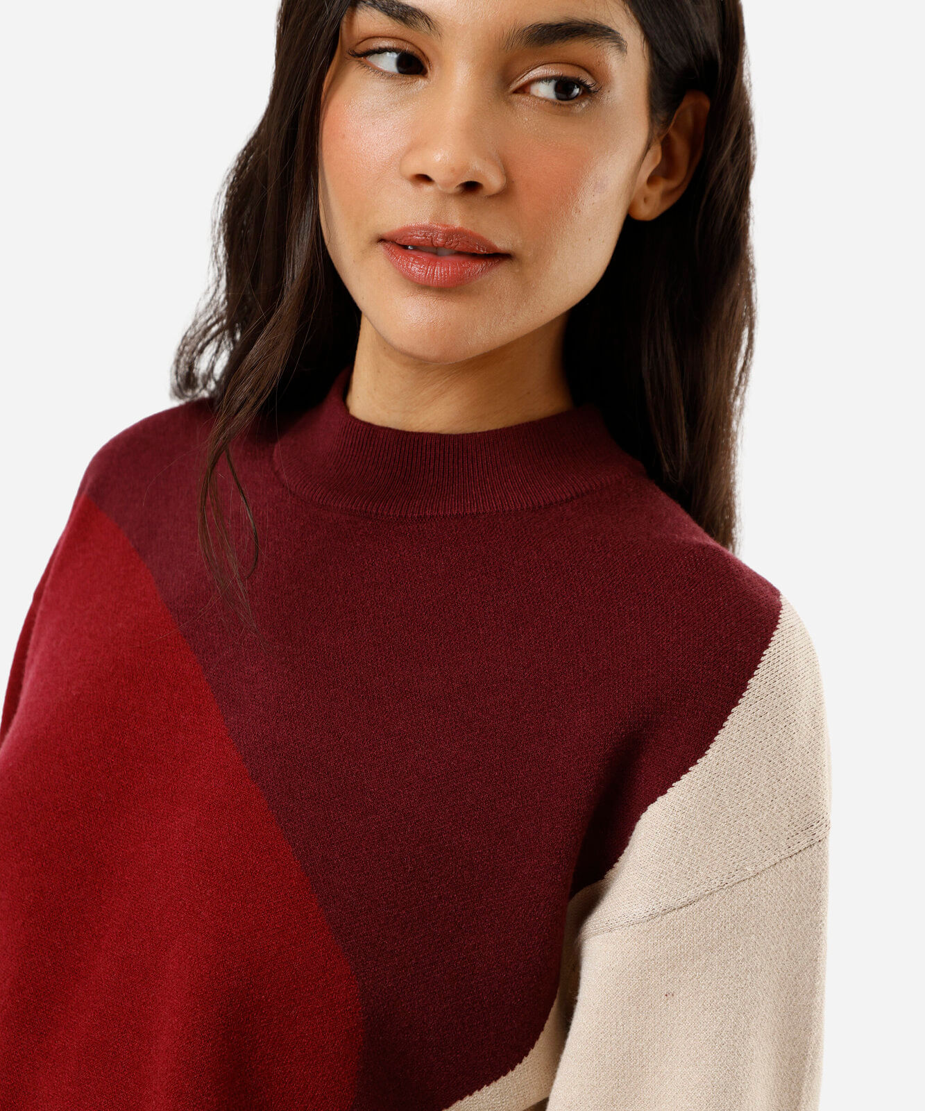 suéter feminino de tricot gola alta vinho
