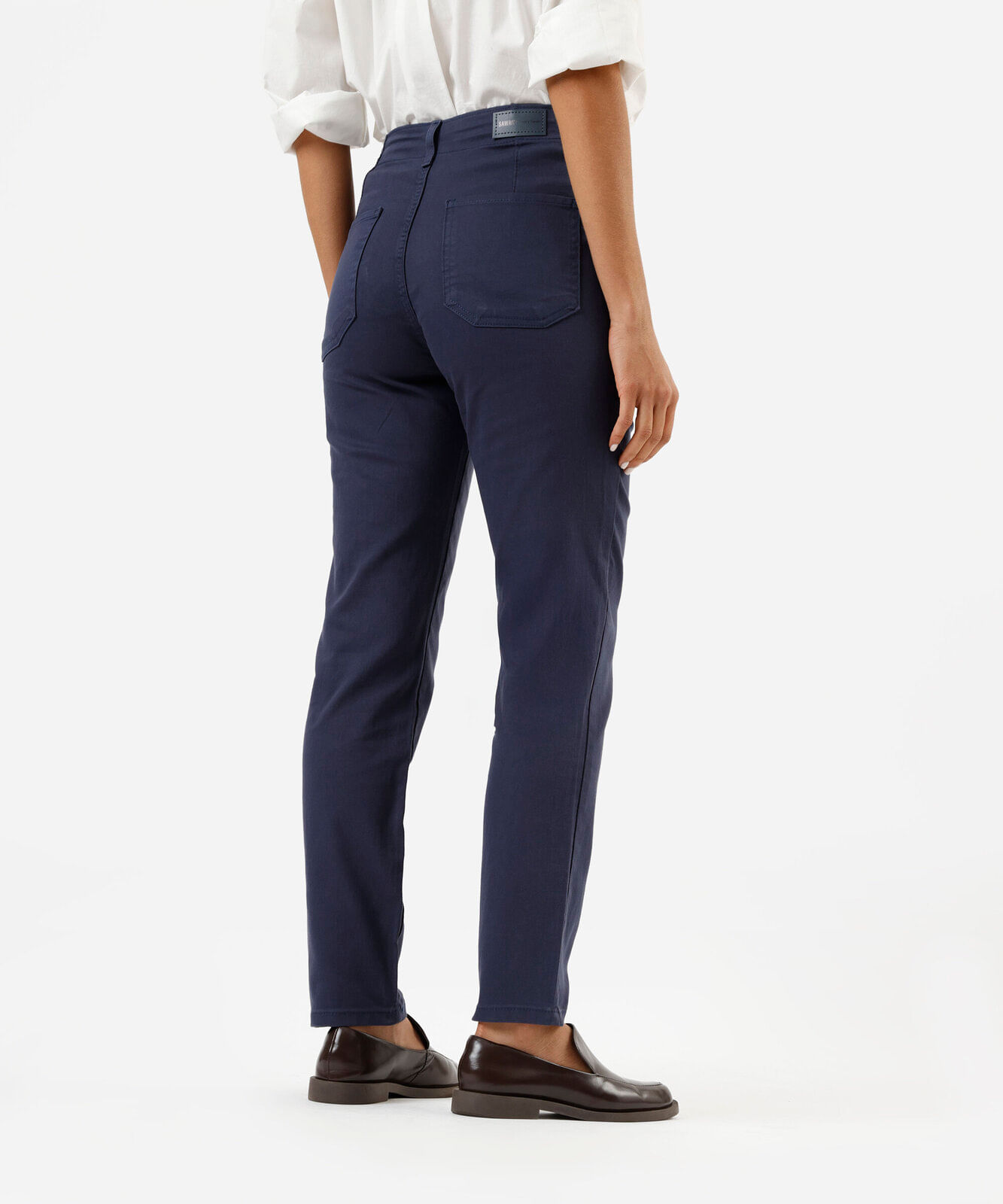 calça reta feminina de sarja sawary azul